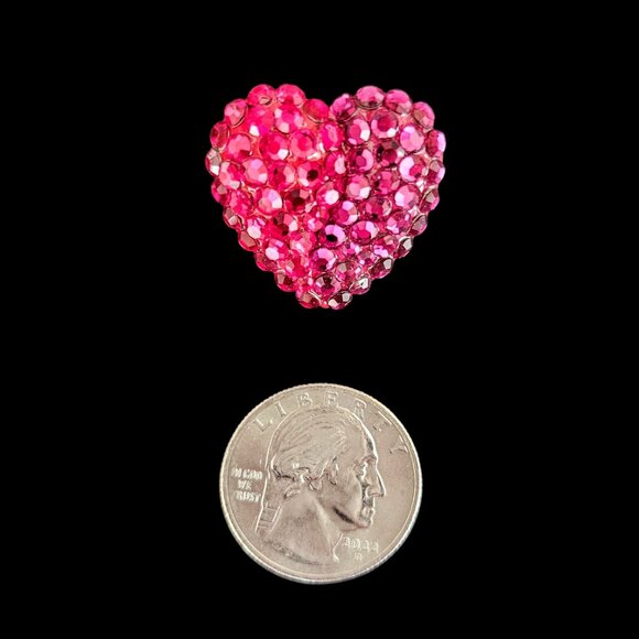 Vintage Richard Kerr Red and Pink Crystal Heart Brooch Pin - Picture 4 of 9
